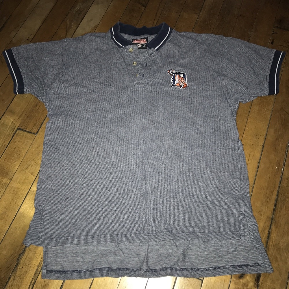 Stitches MLB Detroit Tigers Embroidered Polo Gen Merch Mens Size Medium